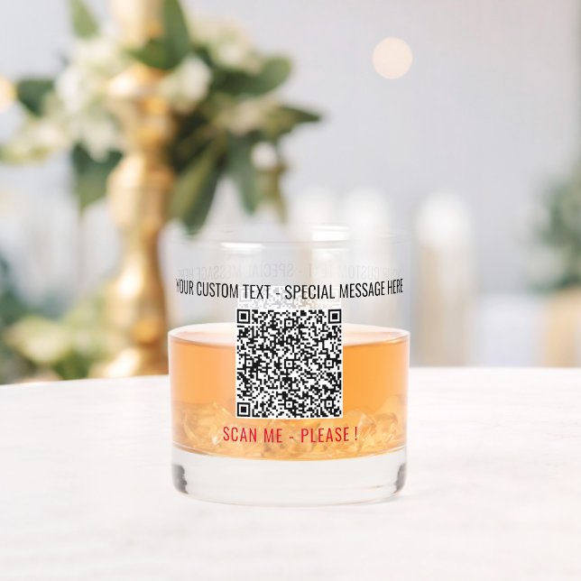 QR Code Scan Info Custom Text Your Personalized Whiskey Glass (Insitu (Wedding))