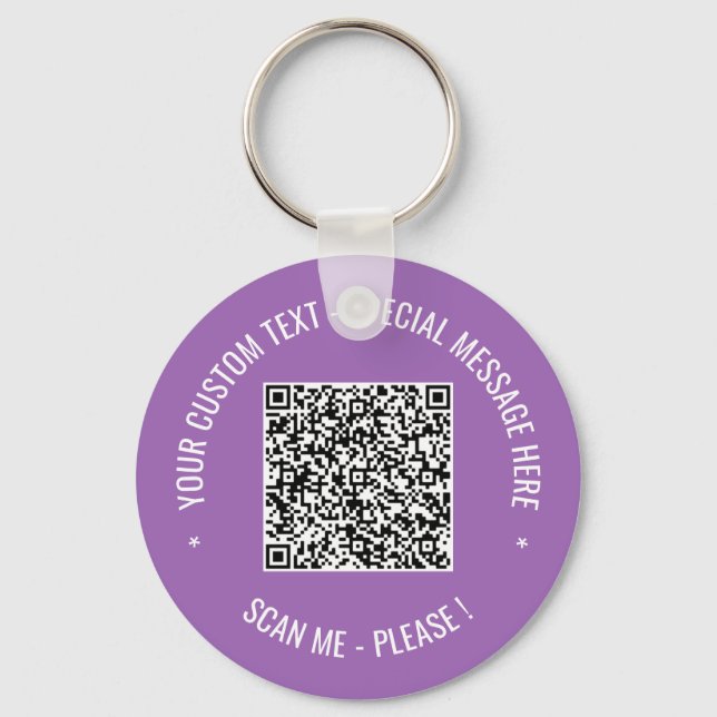 QR Code Scan Info Keychain Custom Text and Colours (Front)