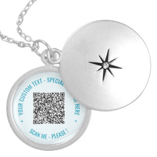 QR Code Scan Info Necklace Your Text and Colours