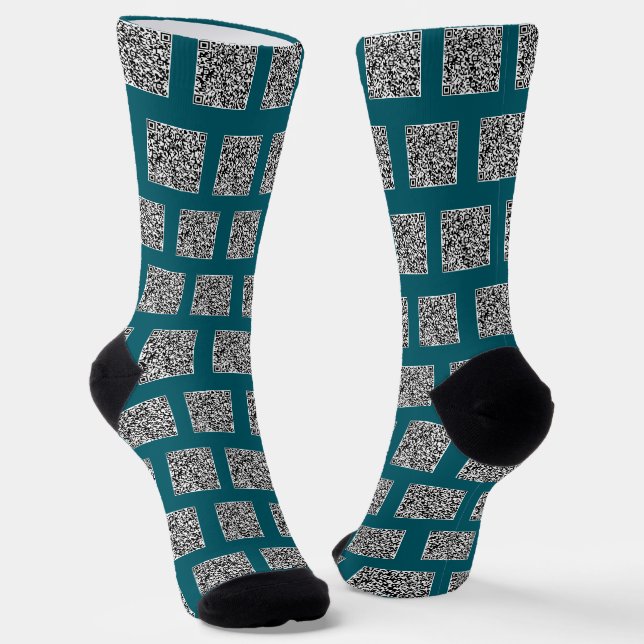 QR Code Scan Info Personalized Socks Choose Colour (Angled)