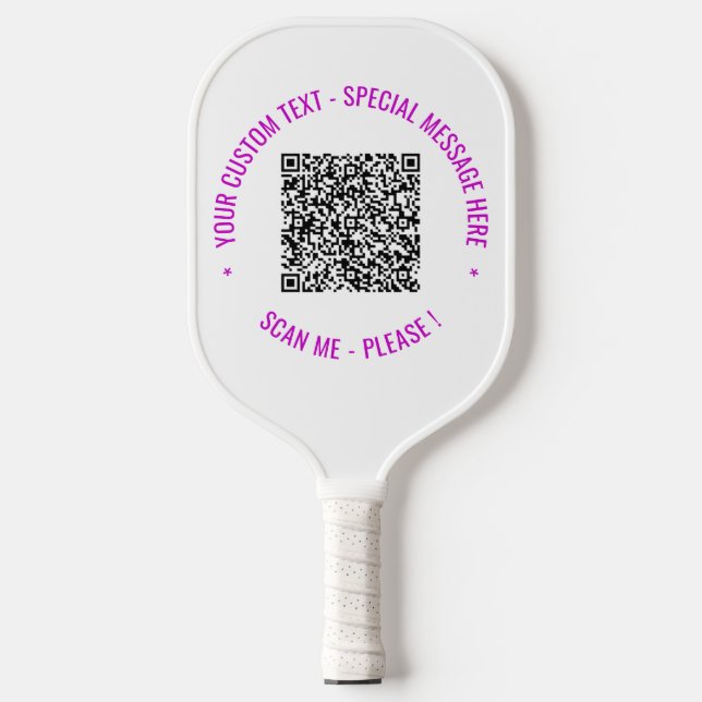 QR Code Scan Info Text and Colour Pickleball Paddl Pickleball Paddle (Front)