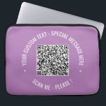 QR Code Scan Info Text and Colours Laptop Sleeve<br><div class="desc">QR Code Scan Info Custom Text Colours Personalized Promotional Business or Personal Modern Gift - Add Your QR Code - Image or Logo - photo / Text - Name or other info / message - Resize and Move or Remove / Add Elements - Image / Text with Customization Tool. Choose...</div>