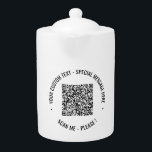QR Code Scan Info Text and Colours Teapot<br><div class="desc">QR Code Scan Info Custom Text Colours Personalized Promotional Business or Personal Modern Gift - Add Your QR Code - Image or Logo - photo / Text - Name or other info / message - Resize and Move or Remove / Add Elements - Image / Text with Customization Tool. Choose...</div>