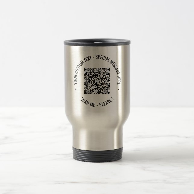 QR Code Scan Info Text and Colours Travel Mug (Center)