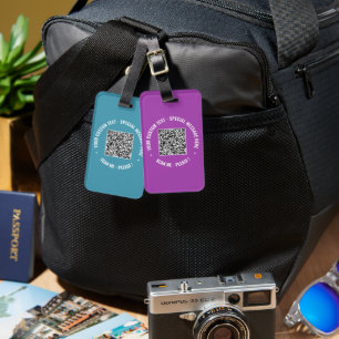 QR Code Scan Info Text Luggage Tag - Your Colours