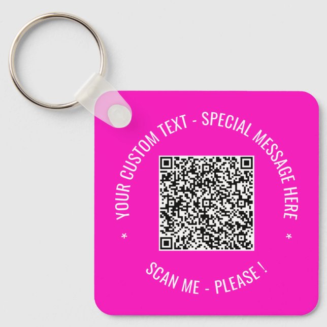 QR Code Scan Info Your Text and Colors Keychain (Front)