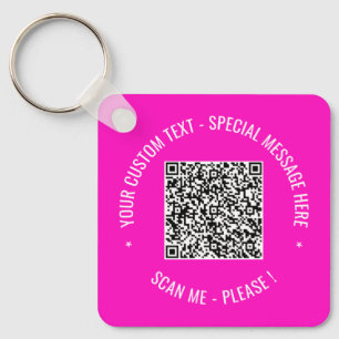 QR Code Scan Info Your Text and Colours Keychain