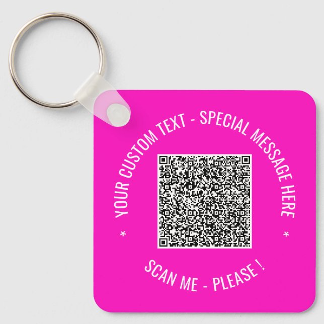 QR Code Scan Info Your Text and Colours Keychain (Front)