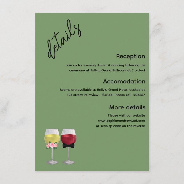 QR Code Scan Me Boho Couple Wine Wedding Enclosure Card (Front)
