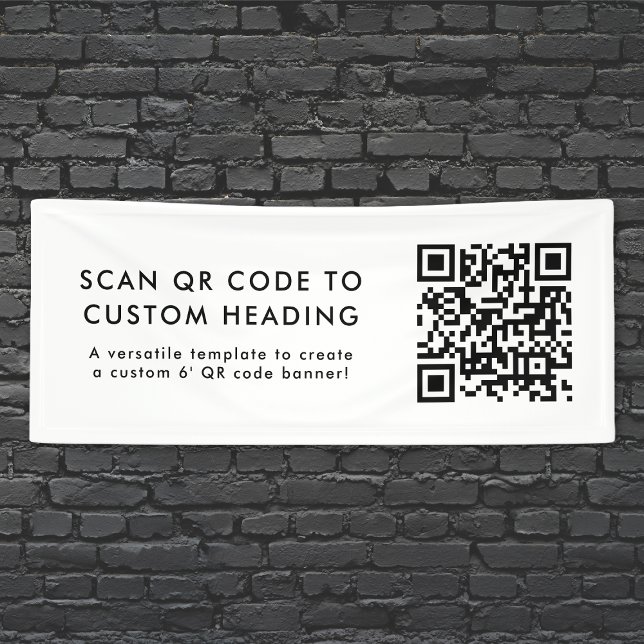 QR Code Scan Me Modern Minimalist Simple White 6' Banner (Creator Uploaded)