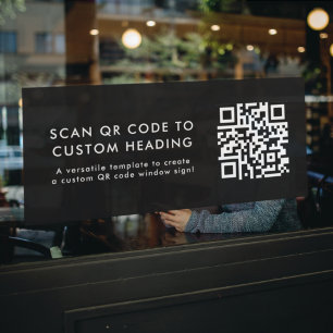 QR Code Scan Me Modern Stylish Black Promotional Window Cling