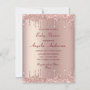 QR Code Scan Rose Gold Baby Girl Shower Invitation Postcard