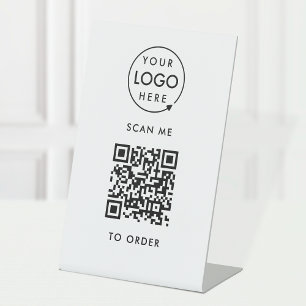 QR Code Scan to Order Business Logo Contactless Pedestal Sign