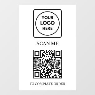 QR Code Scan to Order Business Logo Display Window Cling