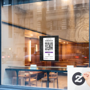 QR Code Scan to Order   Restaurant Cafe Window Cling