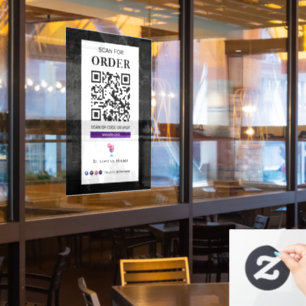 QR Code Scan to Order   Restaurant Cafe Window Cling