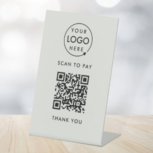 QR Code Scan to Pay   Logo Modern Grey Payment Pedestal Sign