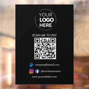 QR Code Scan to Pay   Paypal Payment Black Window Cling