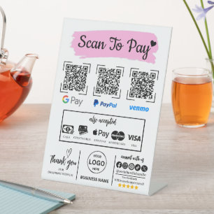 QR Code Scan to Pay Venmo Paypal Google Pay Pedestal Sign