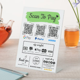 QR Code Scan to Pay Venmo Paypal Google Pay Pedestal Sign