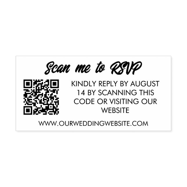 QR Code Scan To RSVP Wedding Website Rubber Stamp (Imprint)