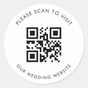 QR Code Scan To Visit Our Wedding Website Classic Round Sticker