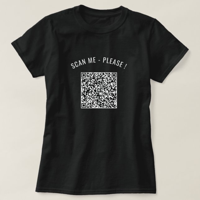 QR Code Scan Your Info Personalized Funny T-Shirt (Design Front)
