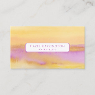 QR Code Scannable Colorful Yellow Pink Watercolor Business Card