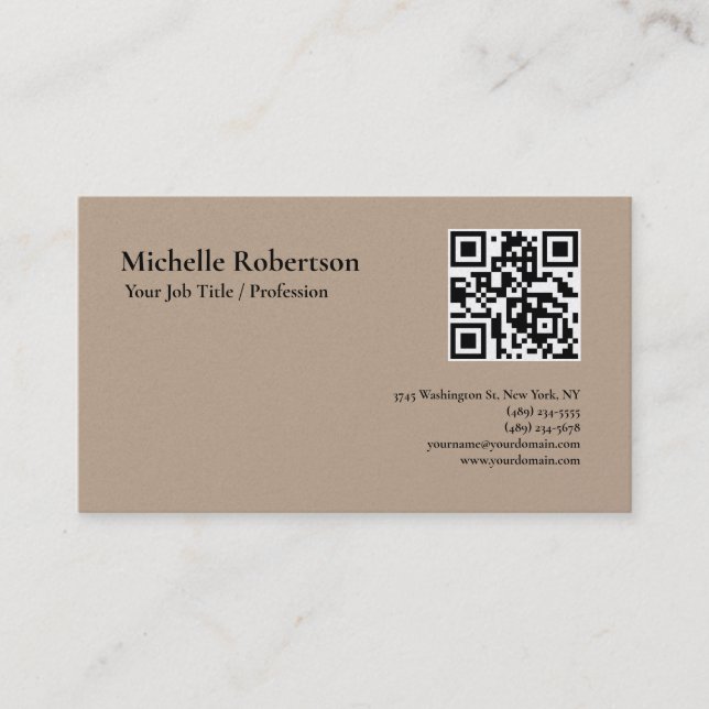 QR Code Scannable Minimalist Customizable Business Card (Front)