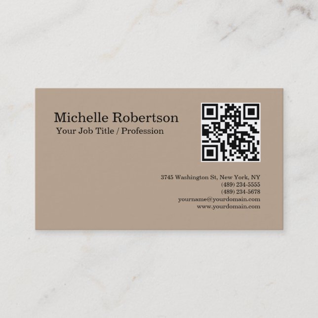 QR Code Scannable Minimalist Customizable Business Card (Front)