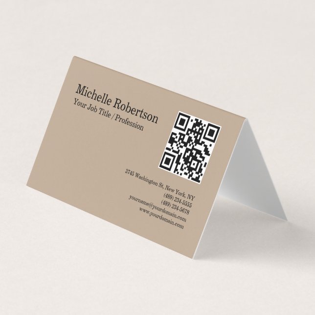 QR Code Scannable Minimalist Customizable Details Business Card (Front)