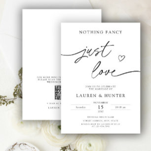 QR Code Script Nothing Fancy Just Love Wedding Invitation