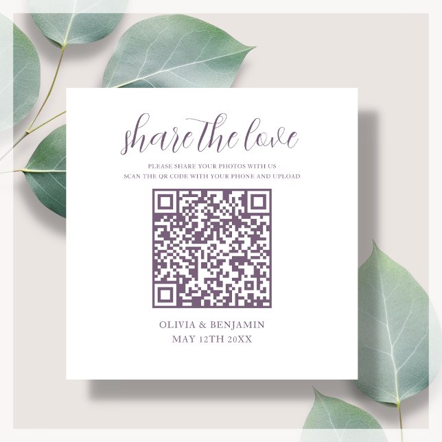 QR Code Share The Love White Purple Enclosure Card (Creator Uploaded)