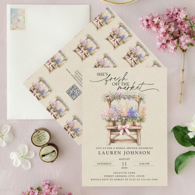QR Code She's Fresh Off the Market Bridal Shower Invitation (Creator Uploaded)