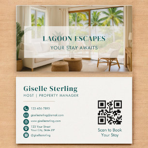 QR Code Short Term Rental Property Manager Business Card