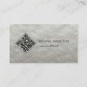 QR Code Silver Foil Modern Profile Business Card