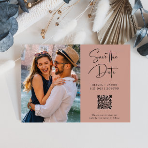 QR Code   Simple and Modern Photo Save the Date Postcard
