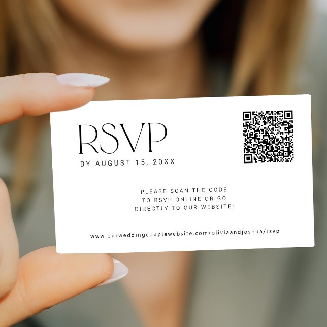 QR code simple black and white wedding ONLINE RSVP Enclosure Card (Creator Uploaded)