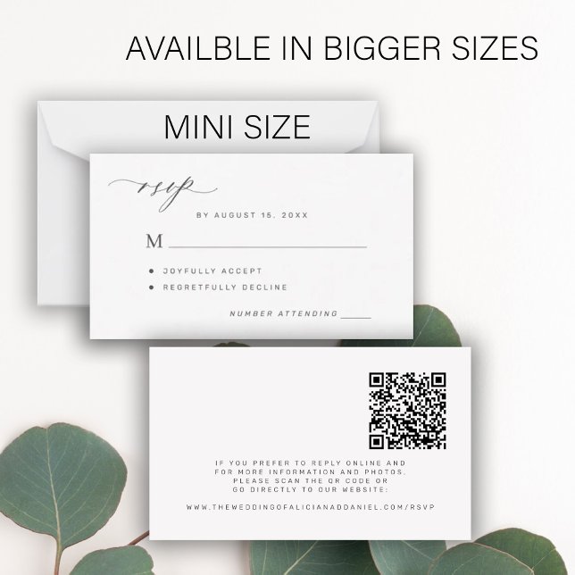 QR code simple black and white wedding RSVP Card (Creator Uploaded)