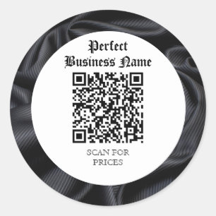 QR Code Simple Black Silk Dark Frame Unique Classic Round Sticker