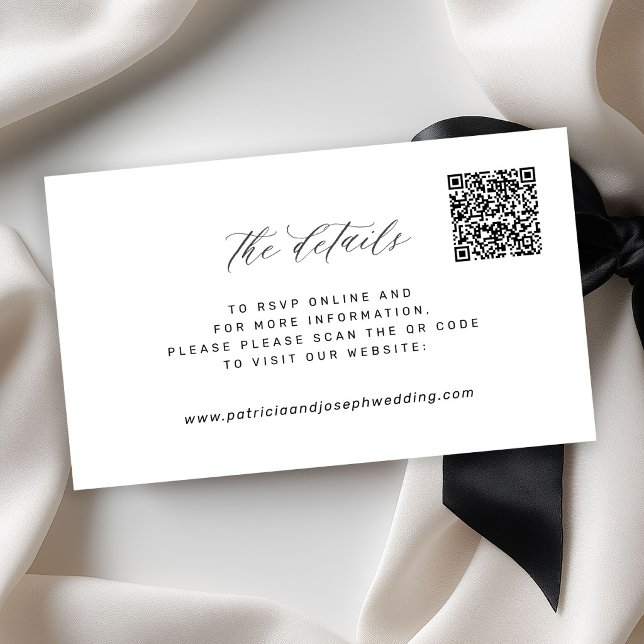 QR CODE simple elegant wedding website details Enclosure Card (Creator Uploaded)