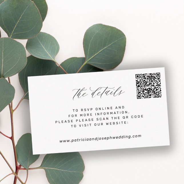 QR CODE simple elegant wedding website details Enclosure Card (Creator Uploaded)