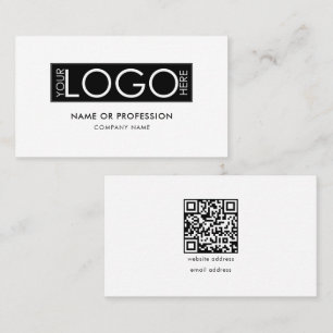 QR Code Simple Minimal White Modern Business Logo Business Card