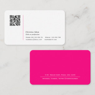 QR code Simple modern Hot Pink Professional Business Card