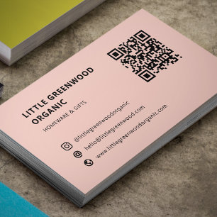 QR Code Simple Modern Minimal Pink Instagram Business Card