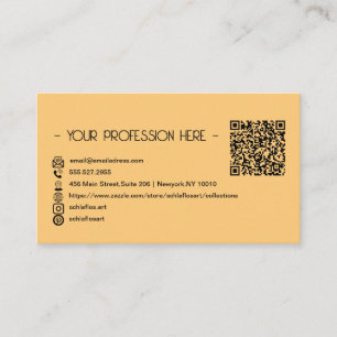 QR Code Simple Modern Minimal Yellow Instagram Business Card