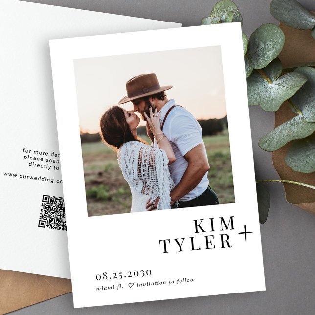 QR CODE simple modern photo wedding Save The Date (Creator Uploaded)