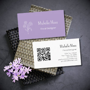 QR code Simple Purple Daisy Professional Modern  Business Card