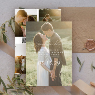 QR Code Simple Script 5 Photo Wedding Website Save The Date