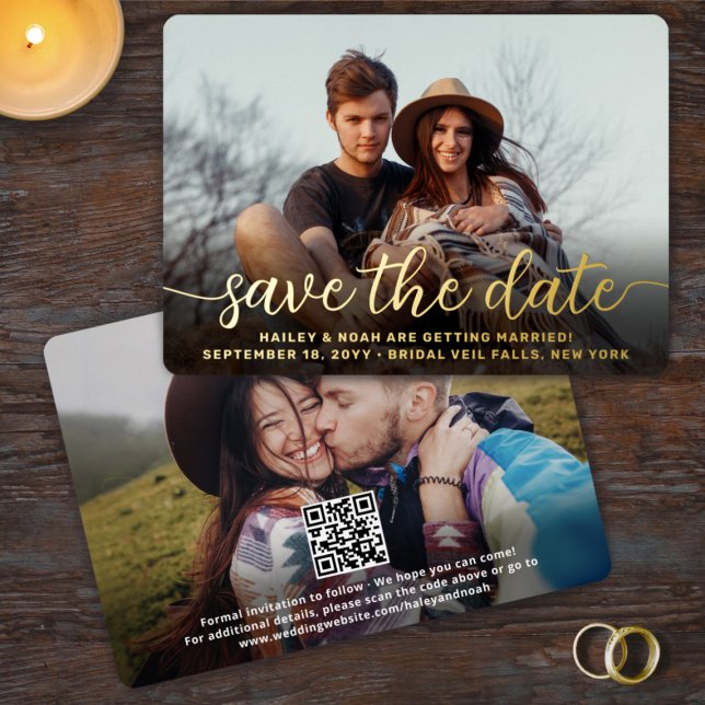 QR Code Simple Script Wedding Save the Date Photo (Creator Uploaded)
